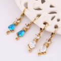 25775 Fancy design gold earring cat's tail shape synthetic CZ paved eardrop earrings for women